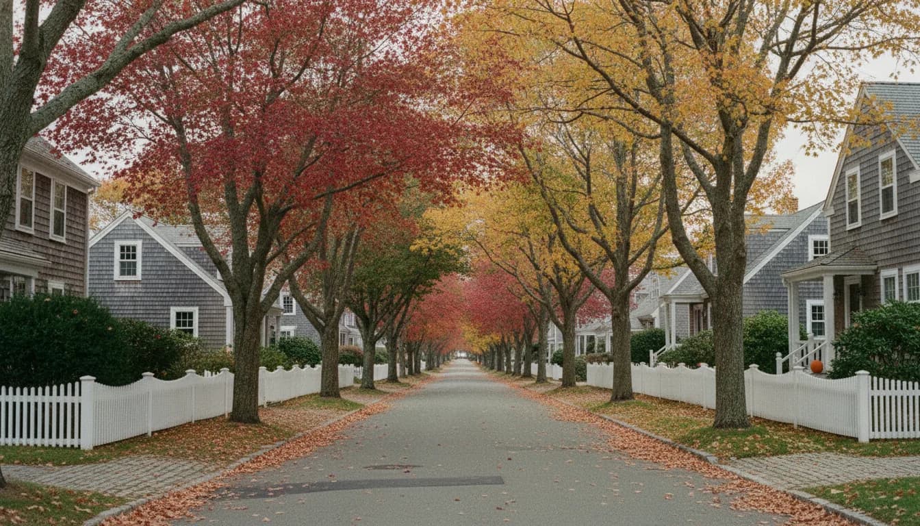 Landscaped front yard of a shingled home in Falmouth, MA